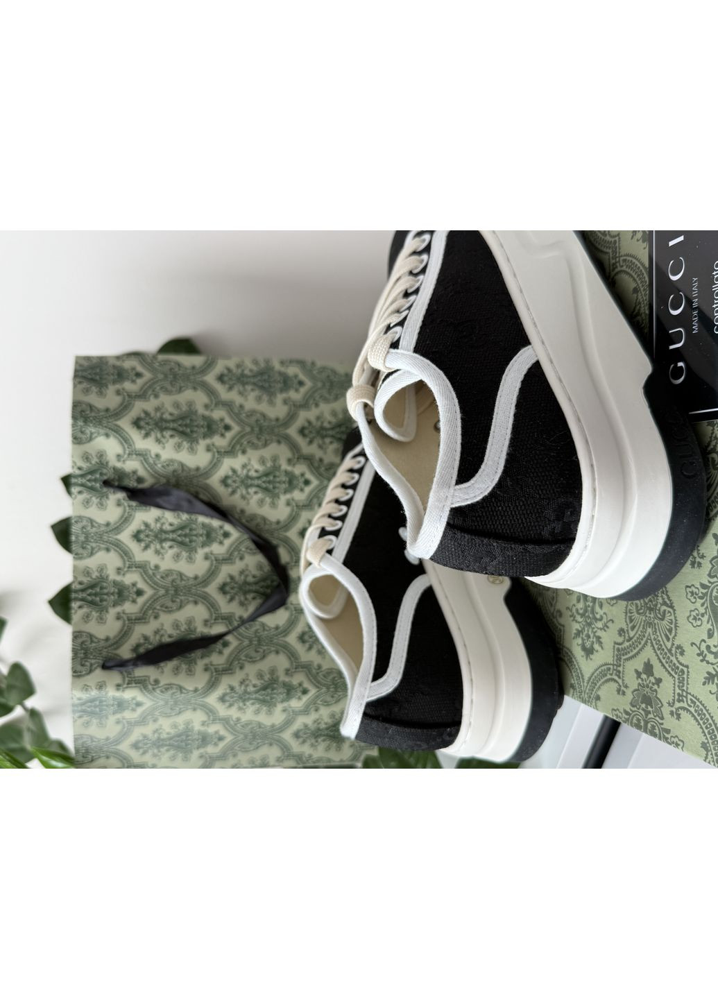 Кросівки жіночі Gucci GG Canvas | Гуччі Канвас чорно-білі No Brand чорно-білі демісезони (366343495)