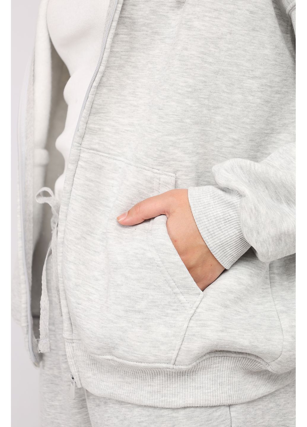 Толстовка на блискавці жіноча колір світло-сірий ЦБ-00283114 Yuki (366421760)