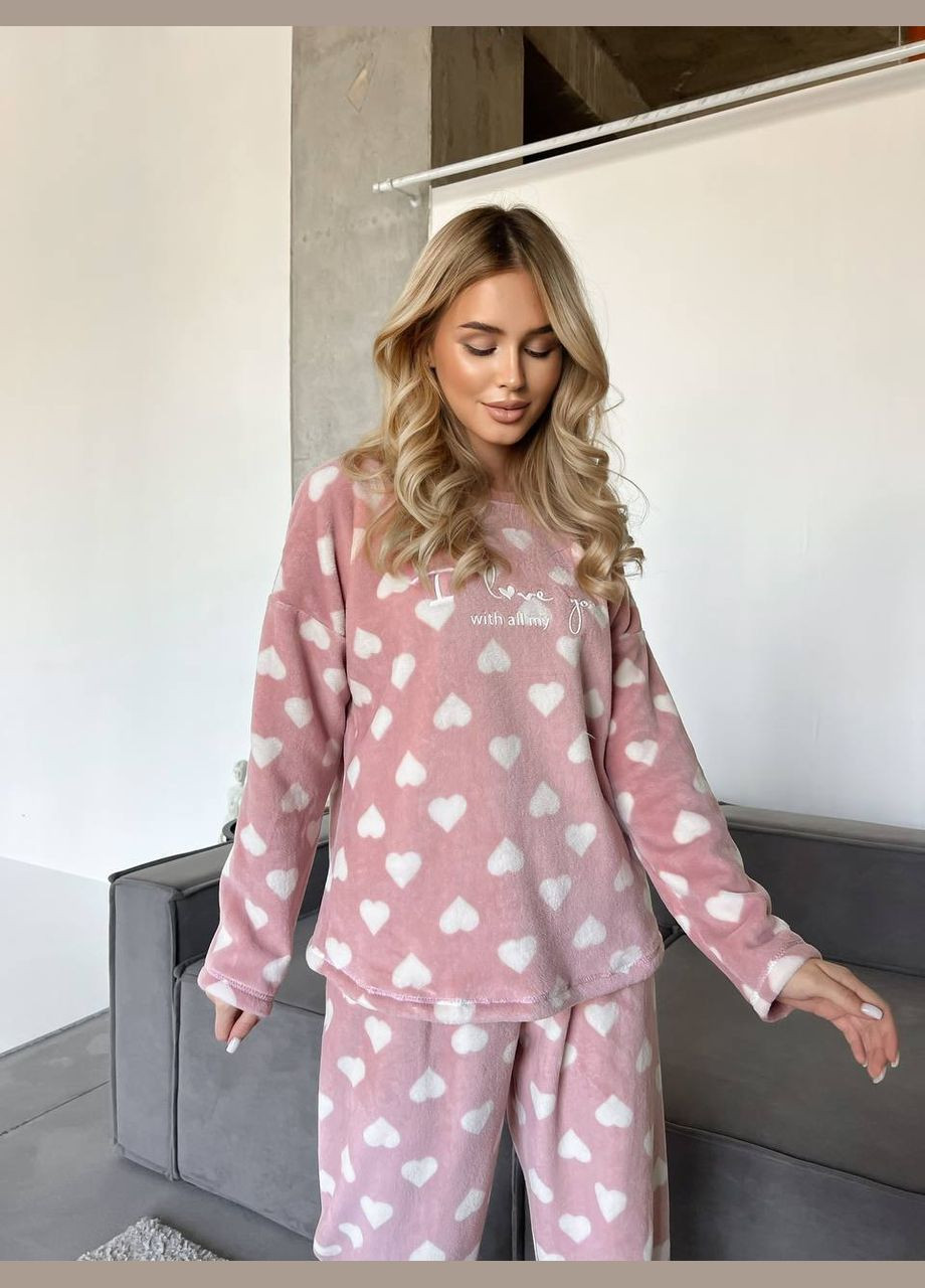 Рожева зимня піжама кофта + брюки Eliz