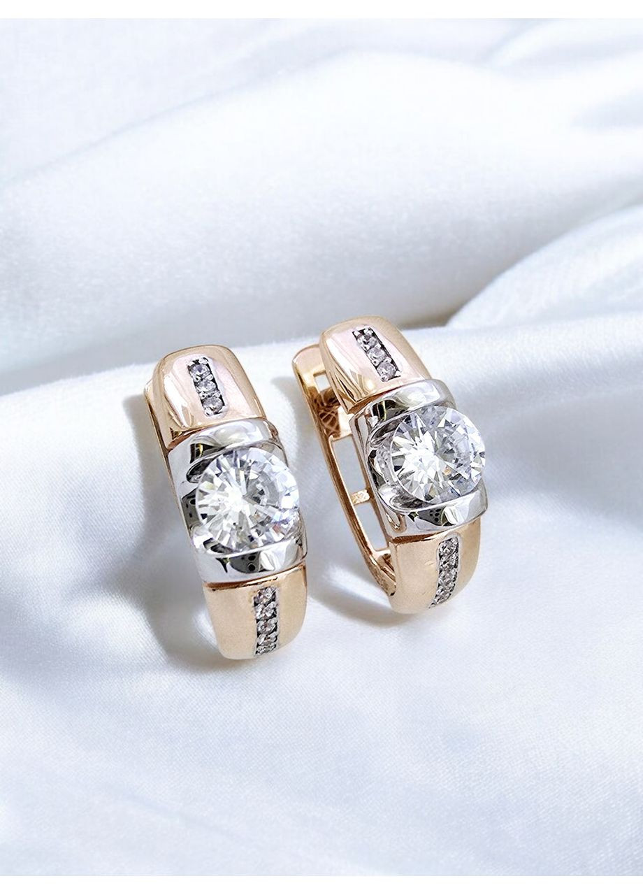 Золоті сережки з цирконієм AiR GOLD 700324-2с Харківська ювелірна фабрика (355795794)