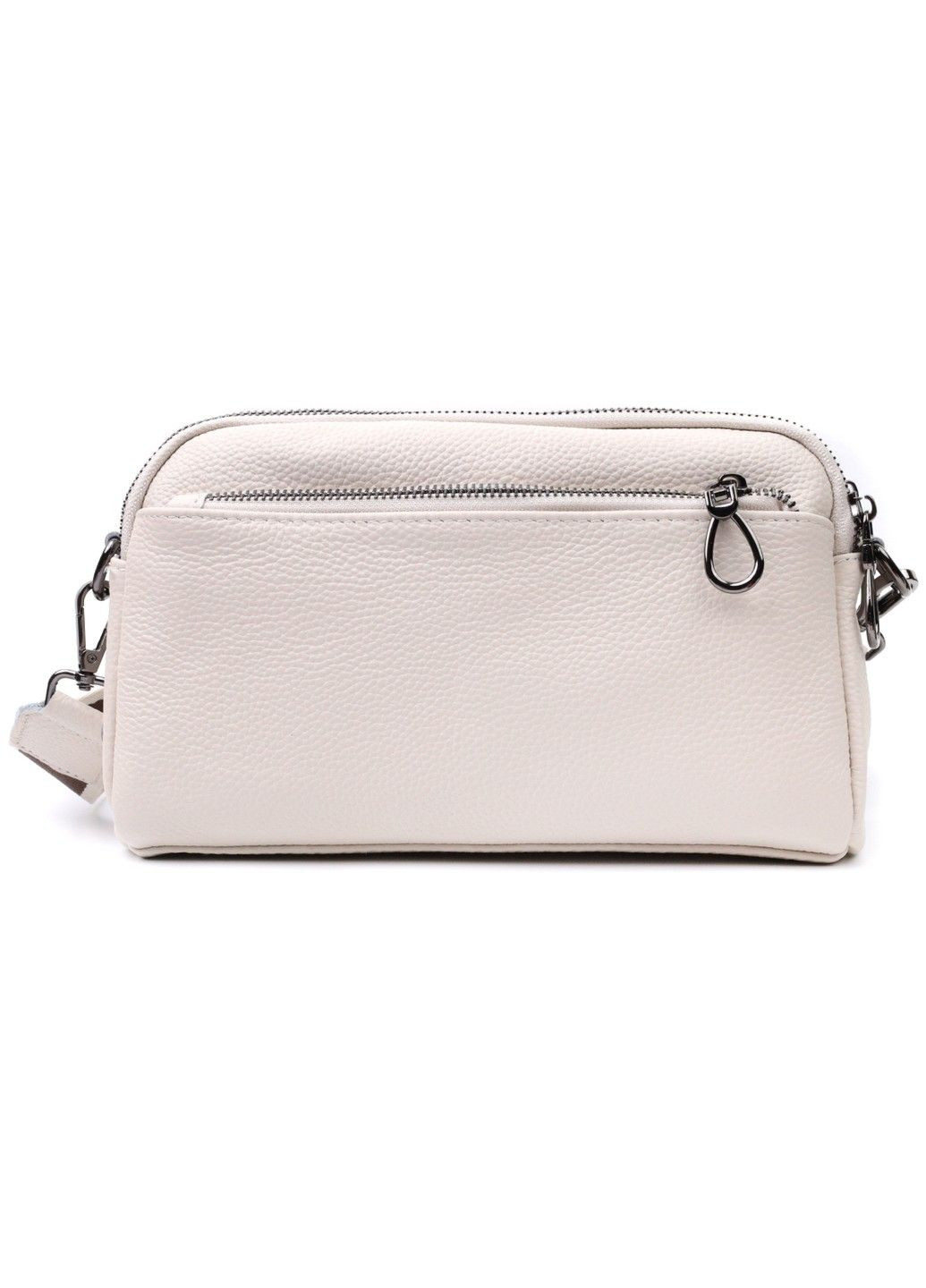 Жіноча прямокутна сумка з кишенями з натуральної шкіри 22598 Біла Vintage (297956924)