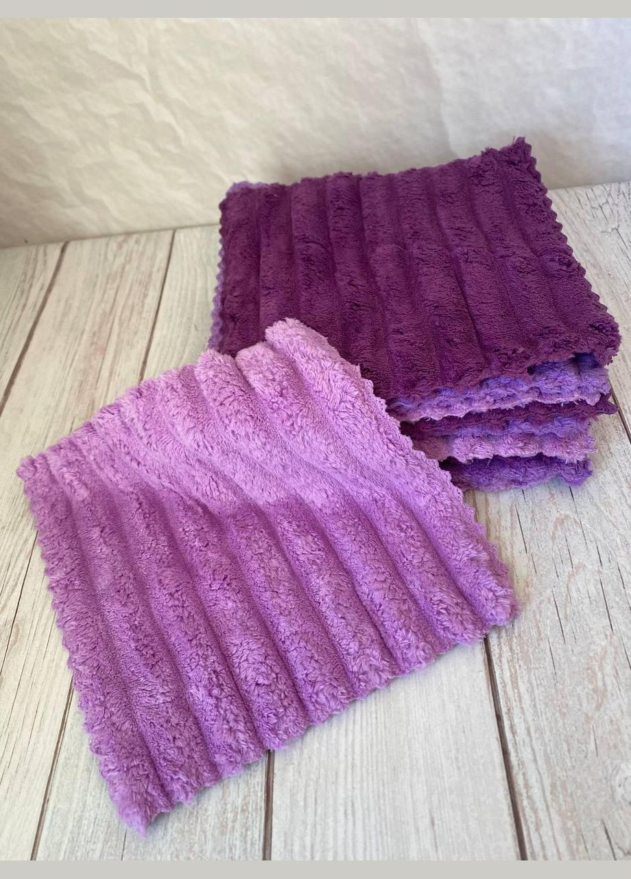 Салфетка для кухни и уборки из микрофибры 10 шт 25х25 Фиолетовые Malloory Home (306554346)