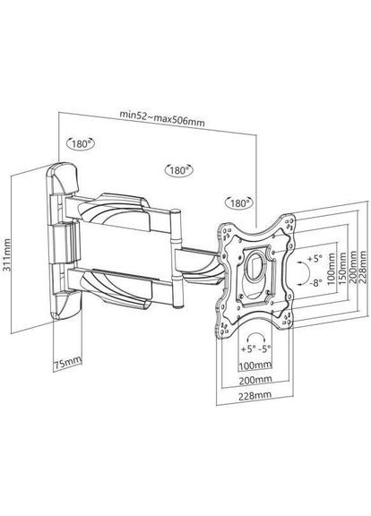 Настінне кріплення KMA28-223L Brateck (322895874)