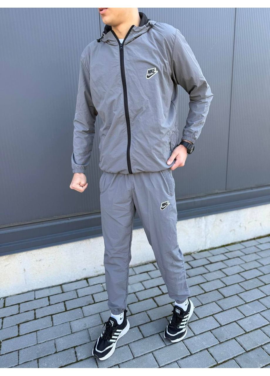 Серый демисезонный костюм плащевка креш,nike,штаны и кофта Україна