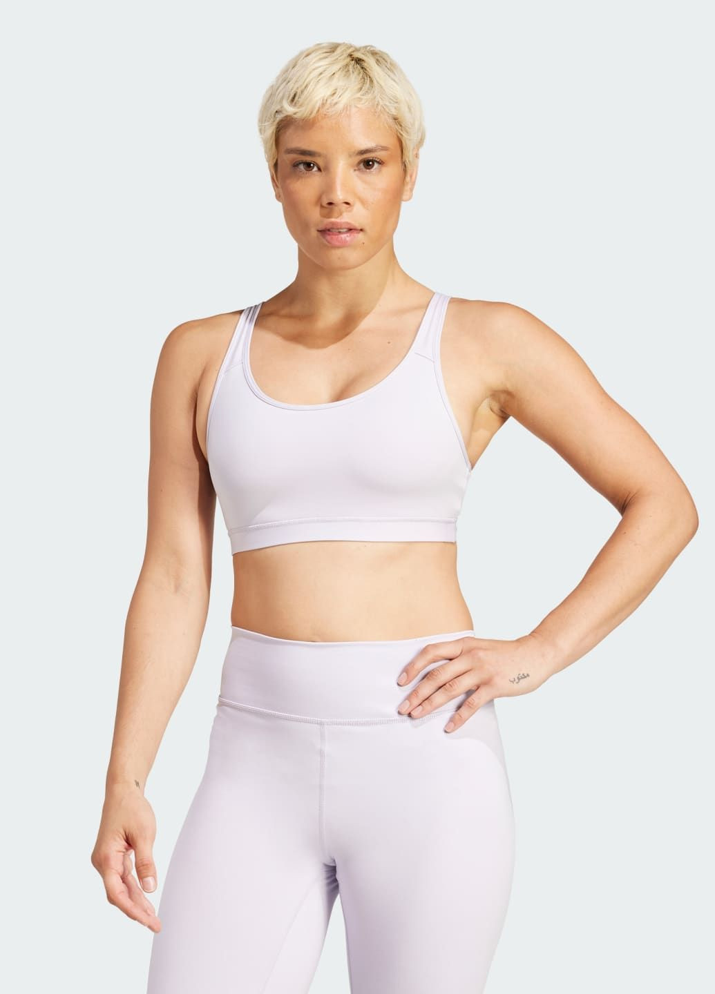 Фиолетовый спортивный бра all me essentials medium-support adidas интерлок