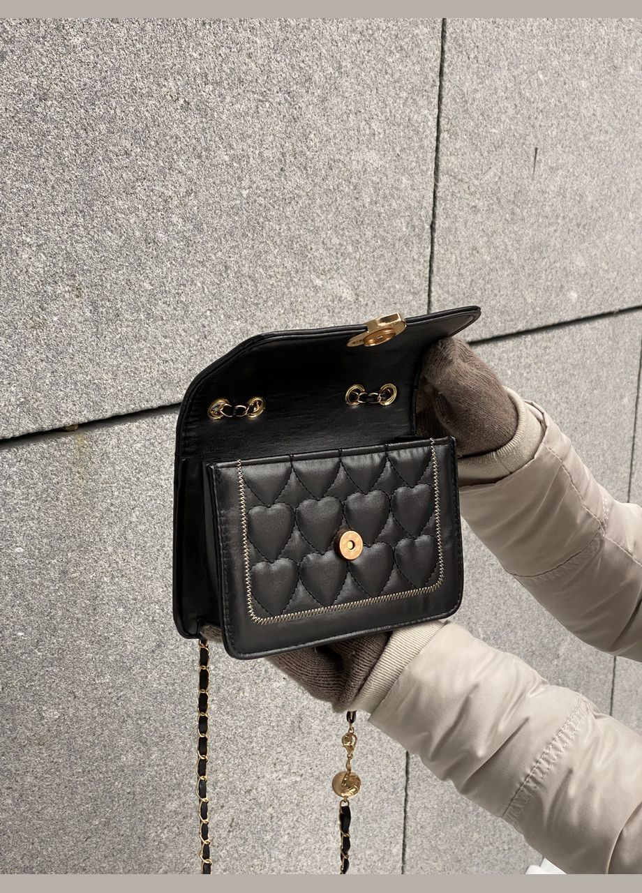 Жіноча сумка крос-боді на цепочці 10216 чорна No Brand (290686491)
