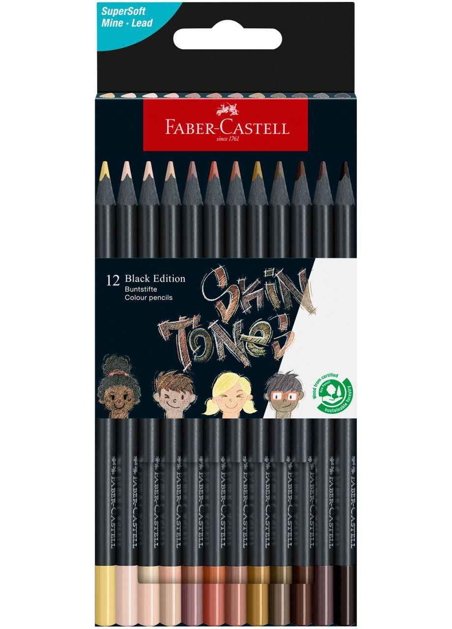 Набор карандашей 12 цв. FABER CASTEL трехгранные черное дерево телесные Faber-Castell (314933875)