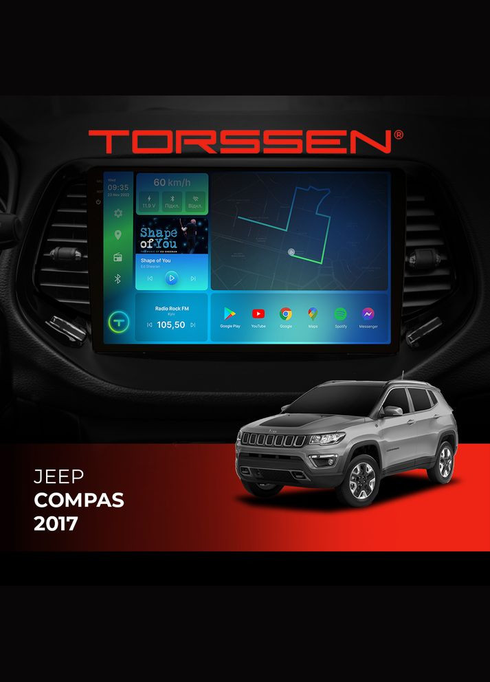 Штатная магнитола 2K Jeep Compas 17 F108256 4G Carplay DSP Torssen (307087109)