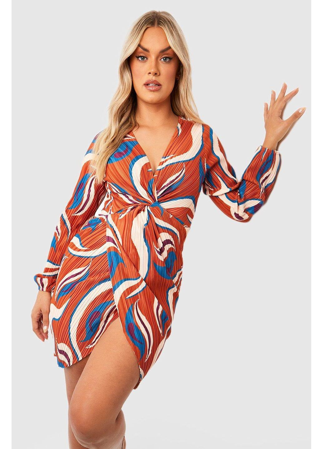 Теракотова повсякденний сукня Boohoo з малюнком