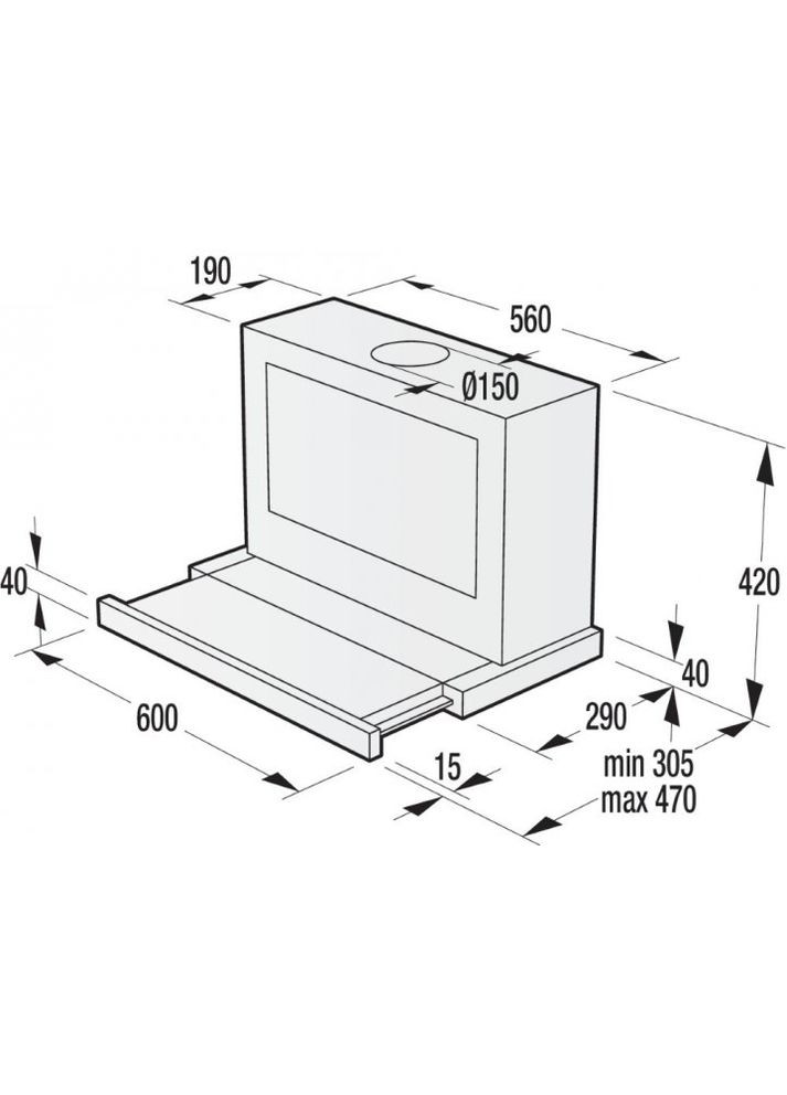 Вытяжка встроенная BHP623E8X /60 см/3 скорости/578 куб.м/час/нержав. Gorenje (315407150)