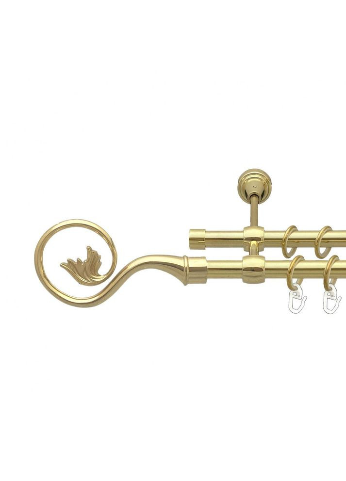 Карниз Ніка металевий дворядний литий гладка труба Золото 16\16 мм 300 см (00-00014414) ORVIT (300280633)