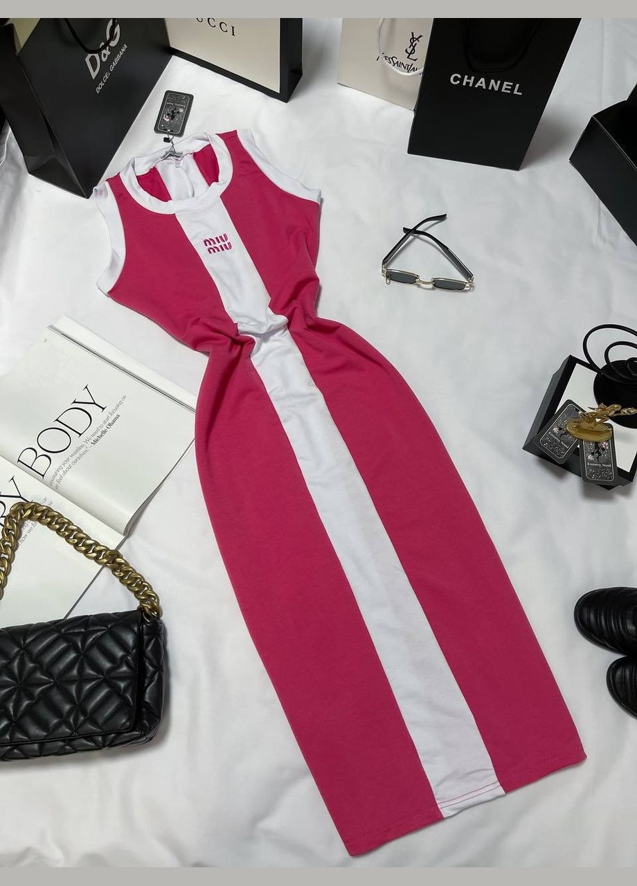 Розовое повседневный женское стильное платье - майка с разрезом футляр Україна с надписью