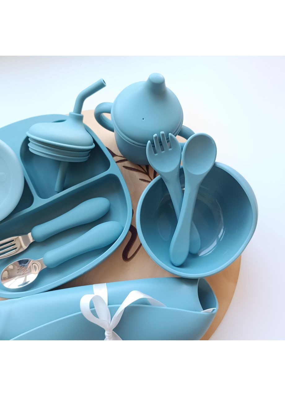 Набор посуды для малыша Смоки блу 10 шт Посуда для малышей безопасная экологичная (0205) No Brand (368999942)