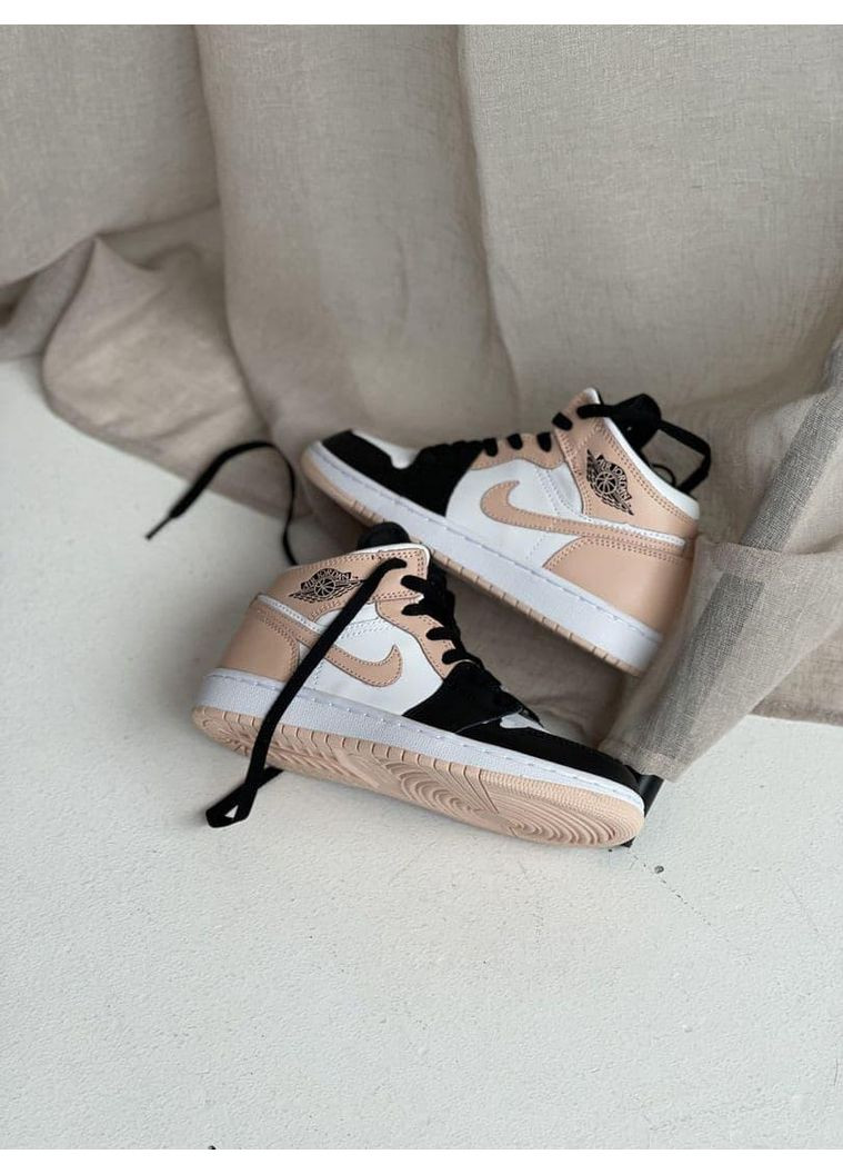 КРОССОВКИ ЖЕНСКИЕ NIKE AIR JORDAN 1 RETRO HIGH BLACK WHITE PINK НАЙК АИР ДЖОРДАН No Brand розовые демисезоны (367176467)