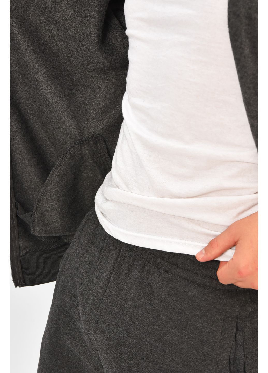 Темно-сірий зимній спортивний костюм чоловічий на флісі темно-сірого кольору брючний Let's Shop