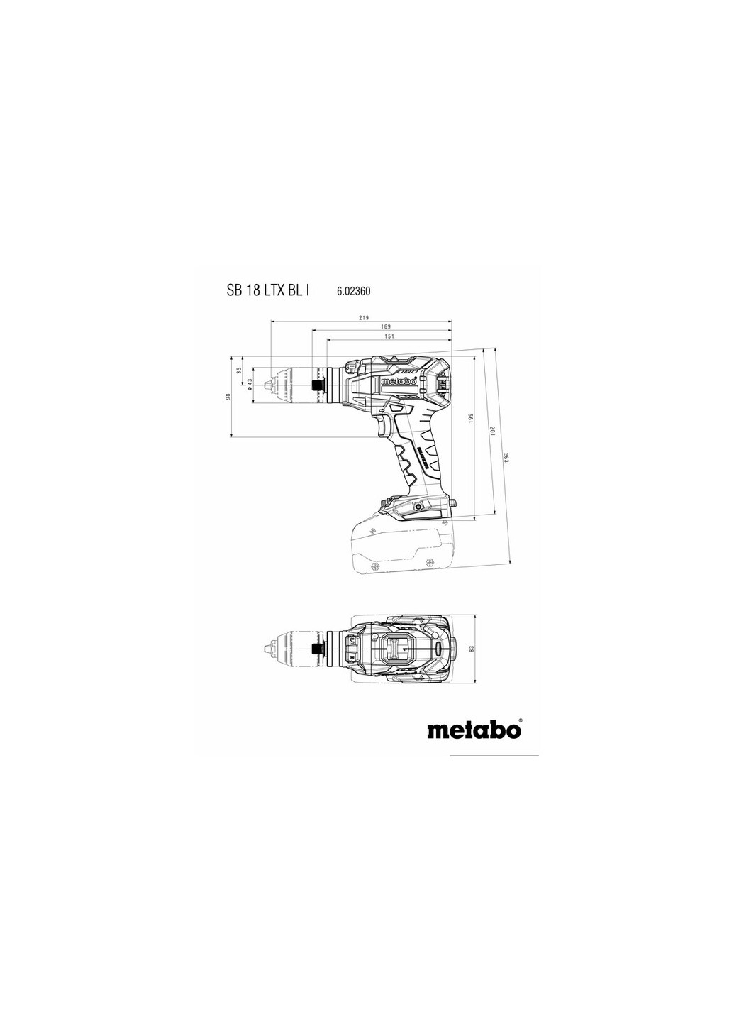 Аккумуляторная ударная дрель-шуруповерт SB 18 LTX BL I, 18 В, Каркас (Картон) 602360850 (8110) Metabo (295042487)