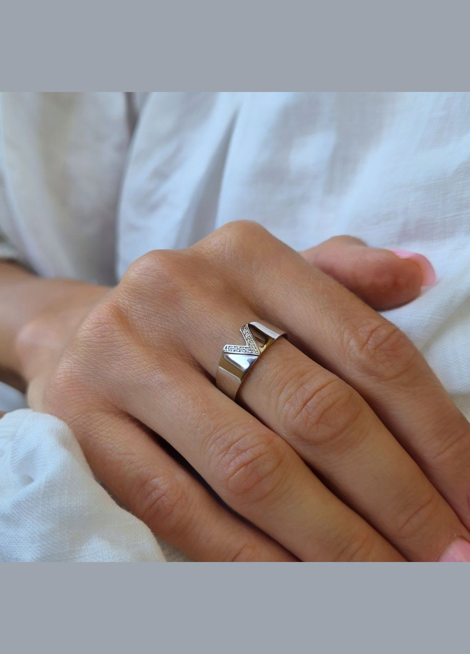 Срібна каблучка в Білих каменях розмір срібло 925 проби Родоване 1578к 1.87г No Brand (339679748)