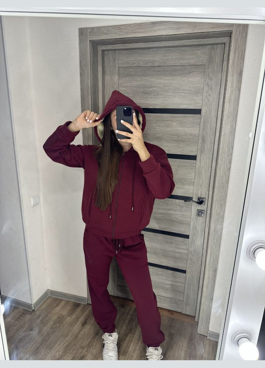 Женский теплый костюм двойка цвет бордо New Trend (304988943)