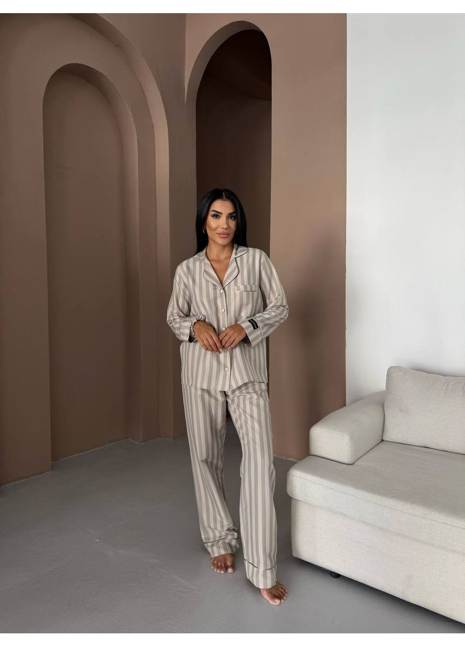 Сіра всесезон стильний домашній костюм-піжама сорочка + брюки Vakko
