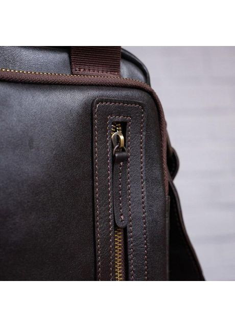 Сумка планшет через плече чоловіча з натуральної шкіри маленька Коричневий 36697 Shvigel (354229870)