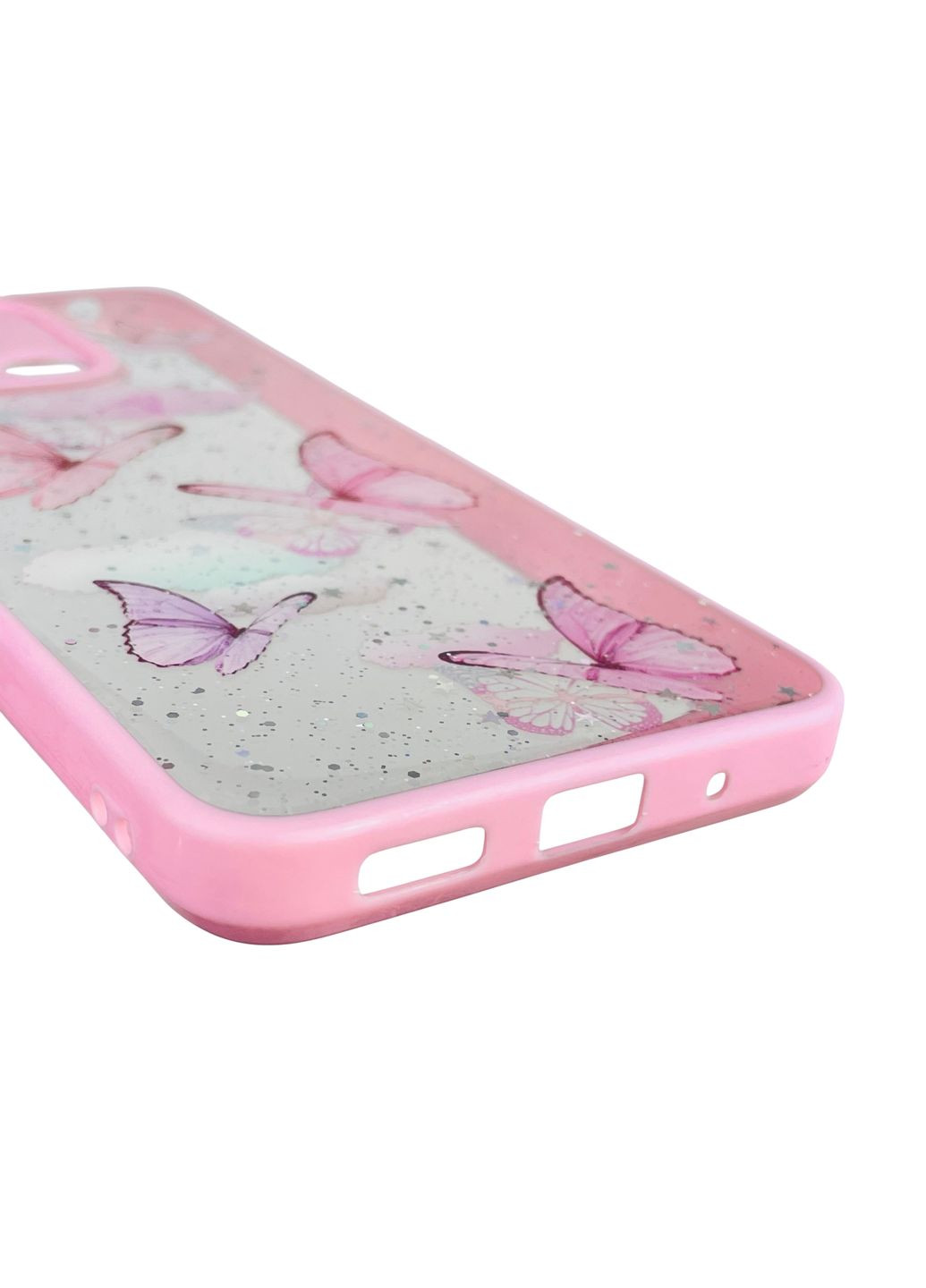 Чехол для Redmi 12C с блёстками с бабочками на сяоми редми 12с розовый Xiaomi (366389800)