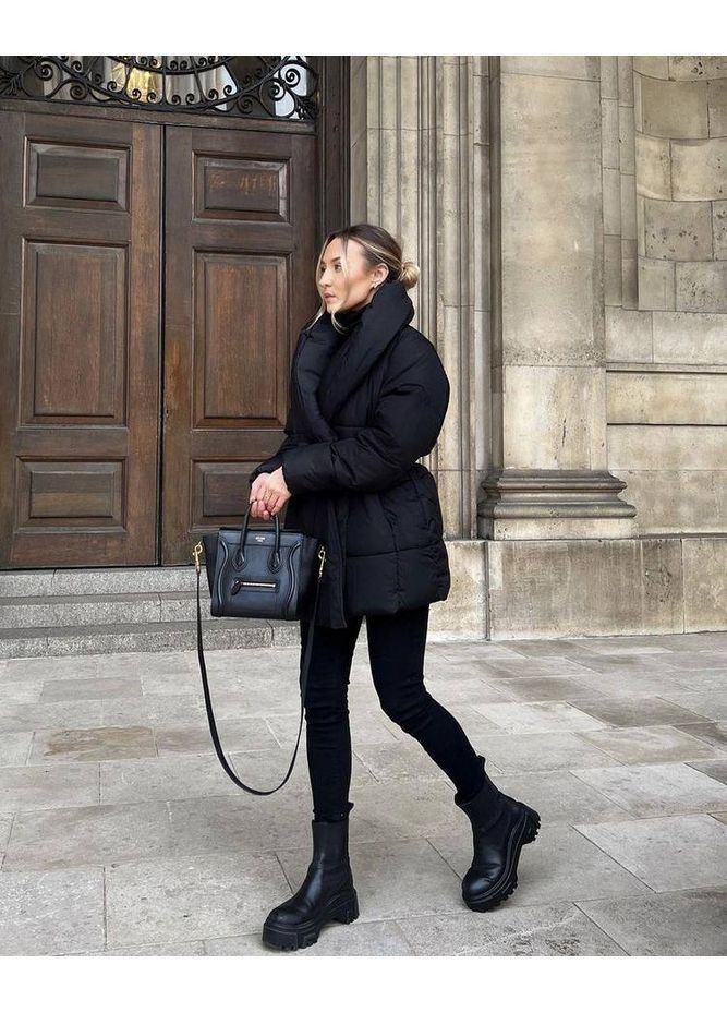 Чорна зимня куртка зимова No Brand