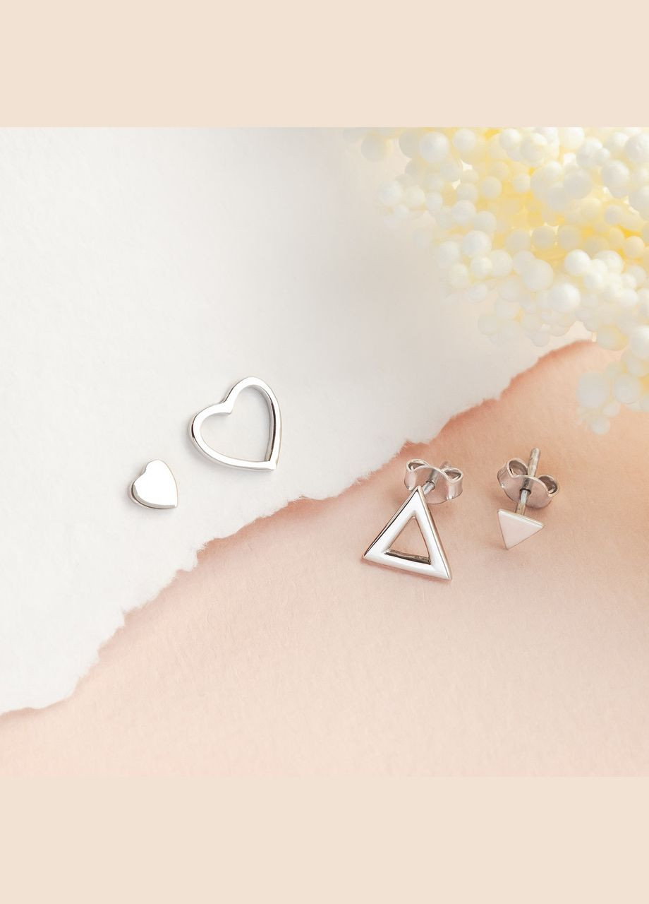 Серебряные серьги пусеты ассиметричные Треугольники без камней No Brand (333705360)