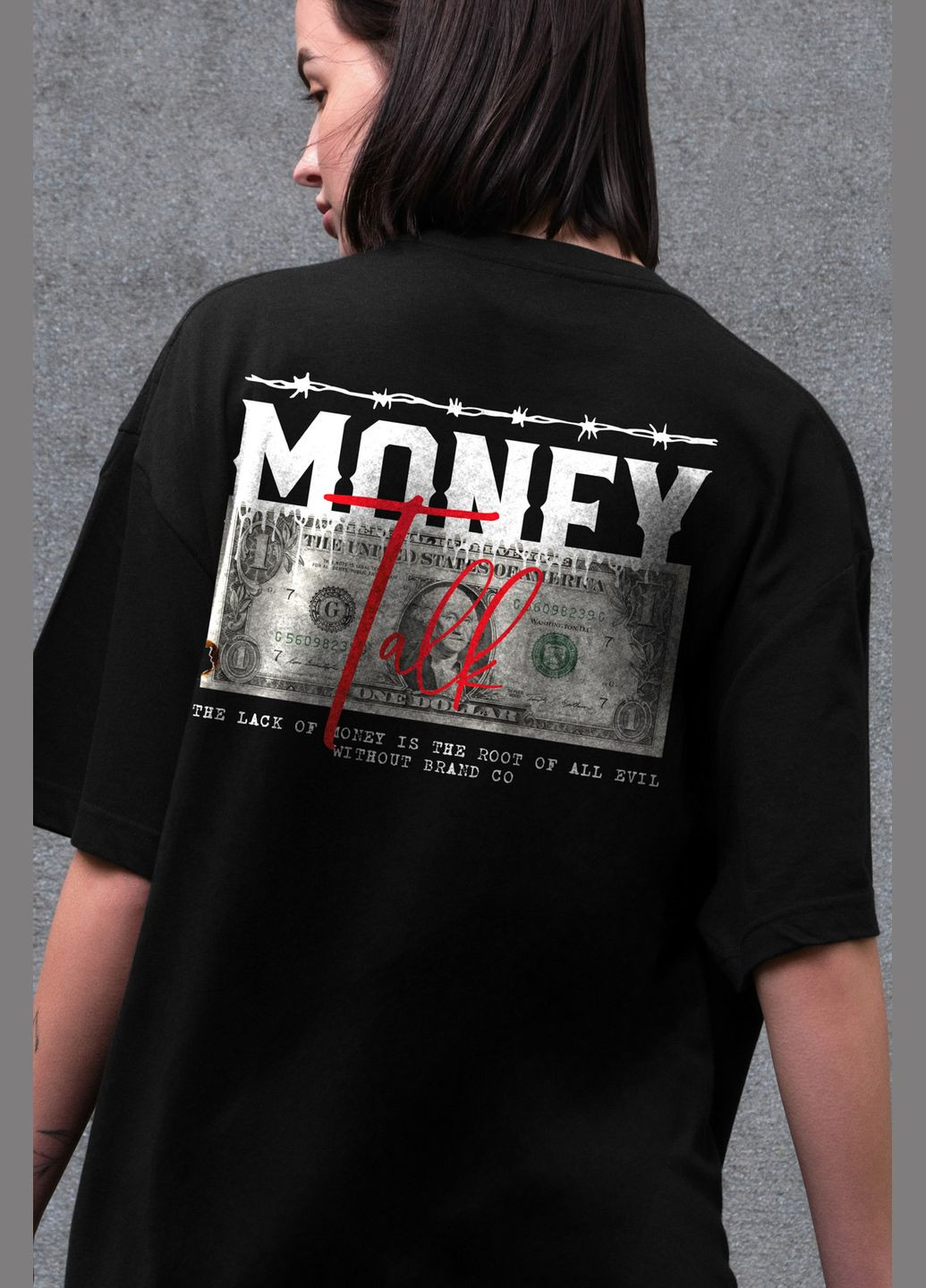 Женская Оверсайз Футболка С Принтом Talk Without - (325401888)