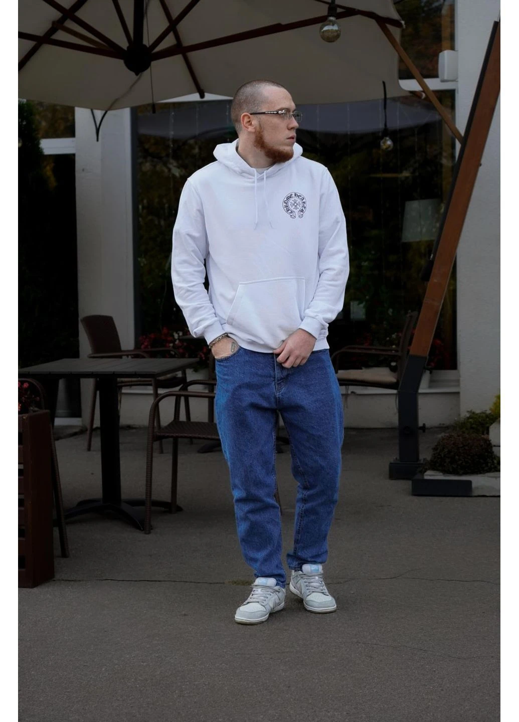 Стильне чоловіче худі петля біле Chrome Hearts (382100652)