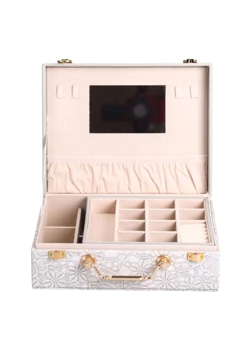 Скринька для прикрас з екошкіри 2 яруси з дзеркалом органайзер для ювелірних виробів велюрова для зберігання ProDobro (364190448)