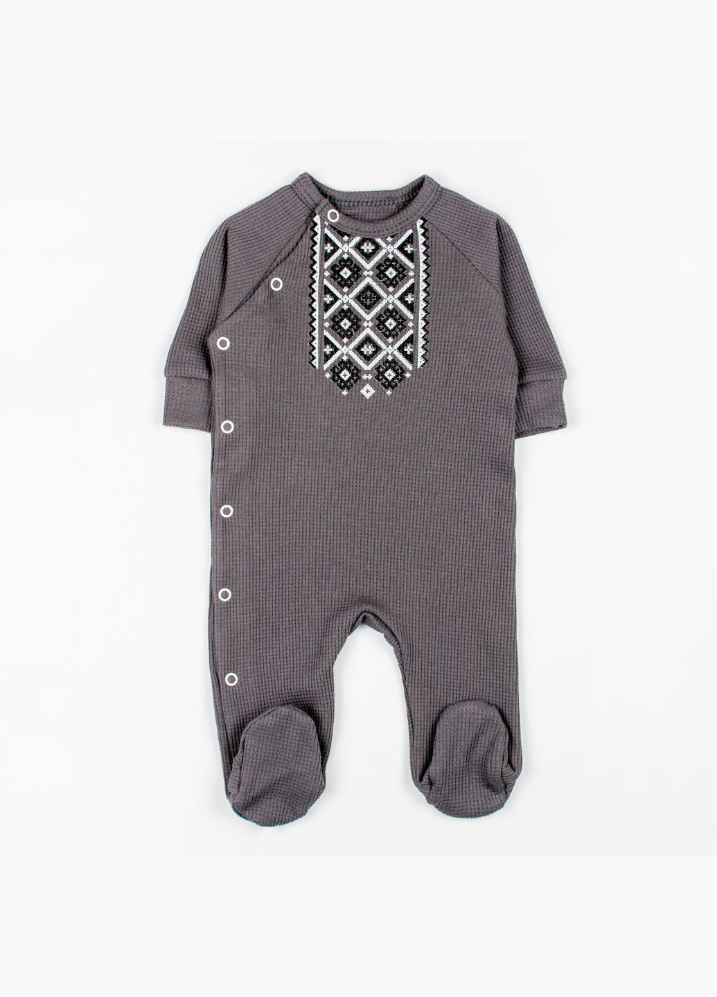 Человечек Dexter`s с вышивкой для новорожденных закрытые ручки и ножки для новорожденных серый dexter's (279761486)