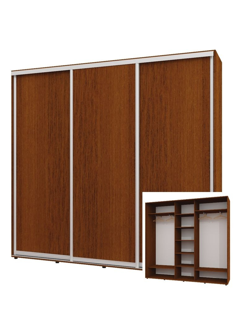 Шкаф-купе трехдверный 250*45*250 см Орех лесной 3 двери ДСП ШК-04 Алекса (360438128)