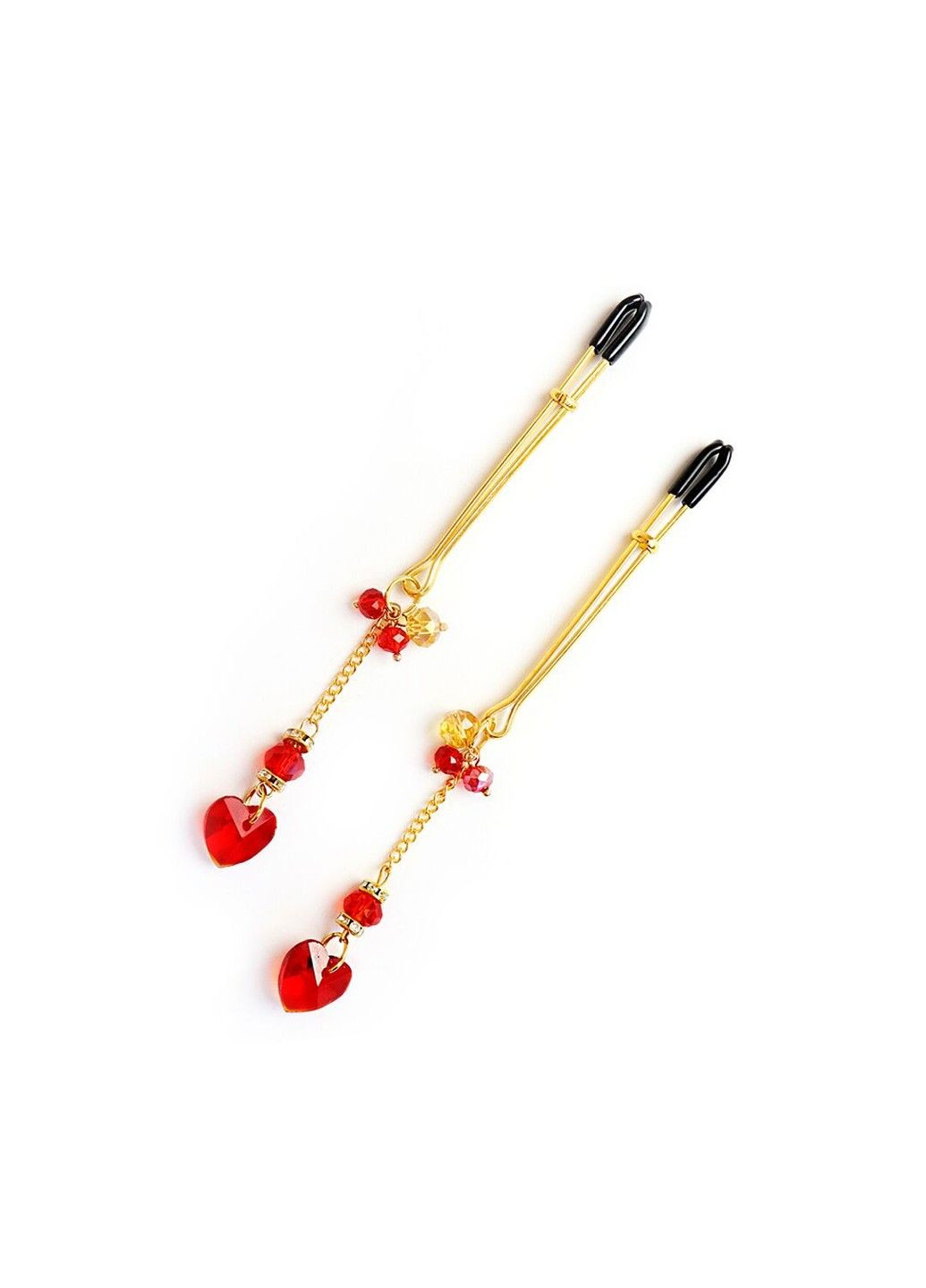 Зажимы для сосков – Crystal Heart Red, золото Art of Sex (298473927)