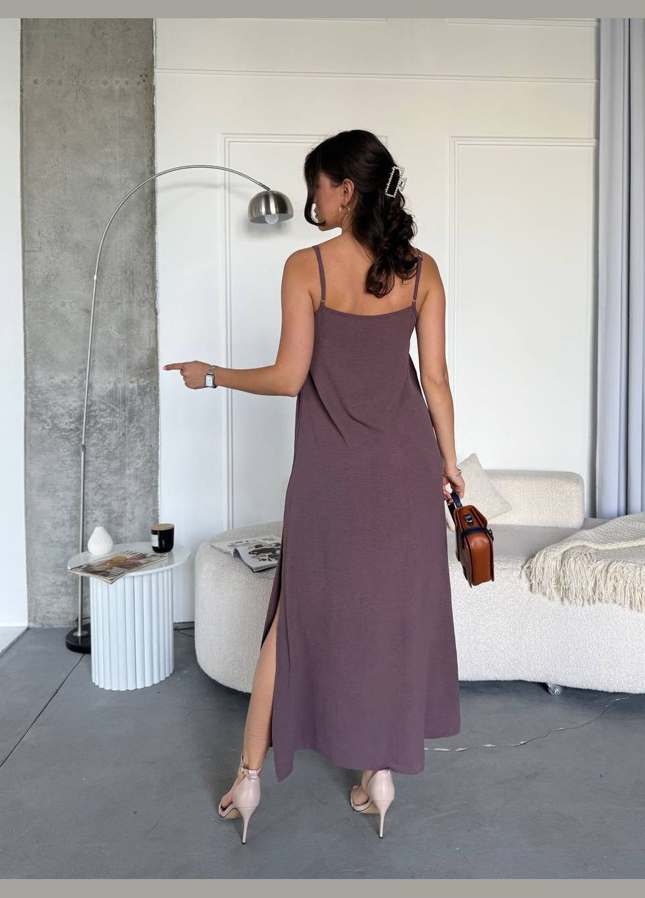 Розово-коричневое платье-сарафан No Brand