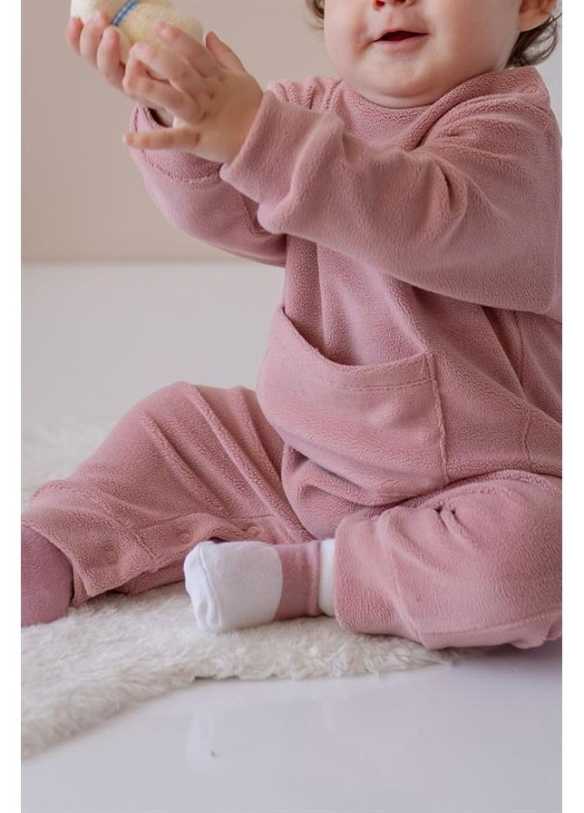 Детский комбинезон унисекс с карманом-кенгуру из флиса, цвет бежевый, возраст 12-18 месяцев, рост 86 см. MININIO (372799472)