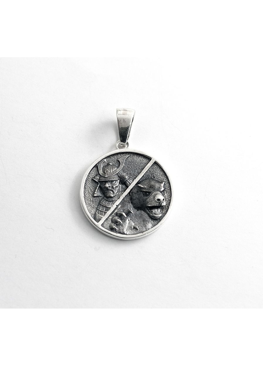 Кулон самурай с медоедом 9589 Maxi Silver (366289068)