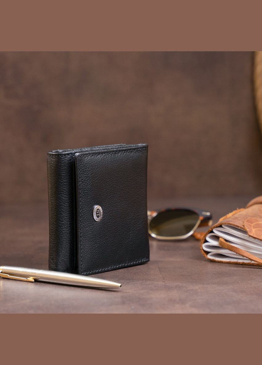 Жіночий гаманець із натуральної шкіри з монетницею 19256 Чорний st leather (306881651)