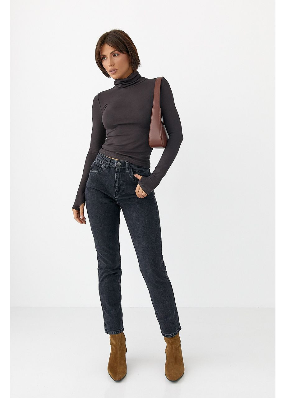 Однотонный гольф с высокой горловиной - черный цвет Lurex (364967880)