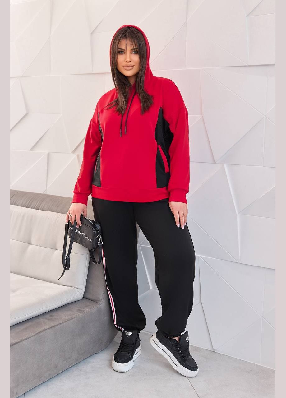 Жіночий костюм двійка колір червоний-чорний р.58/60 453132 New Trend (285710980)