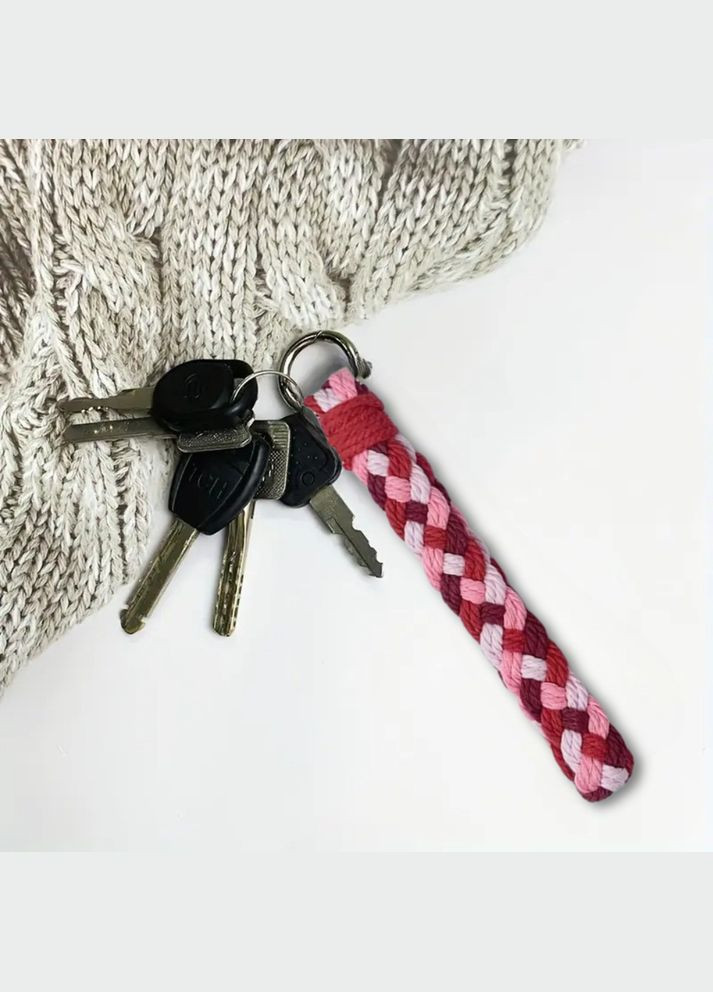 Набор макраме для вязания и плетения брелока "Косичка" для ключей цвет красный, бордовий, белый, розовый No Brand (369802672)