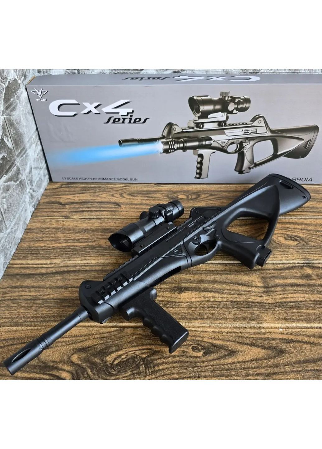 Страйкбольная Винтовка Автомат 8901A прицел и фонарик 6 мм Чёрнй Vigor (354823870)