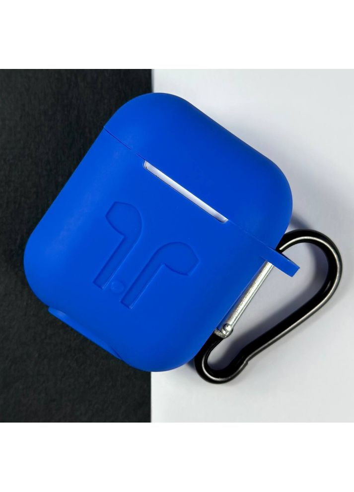 Силіконовий чохол із карабіном для навушників AirPods 2 Blue No Brand Airpods 1/2 (363834733)