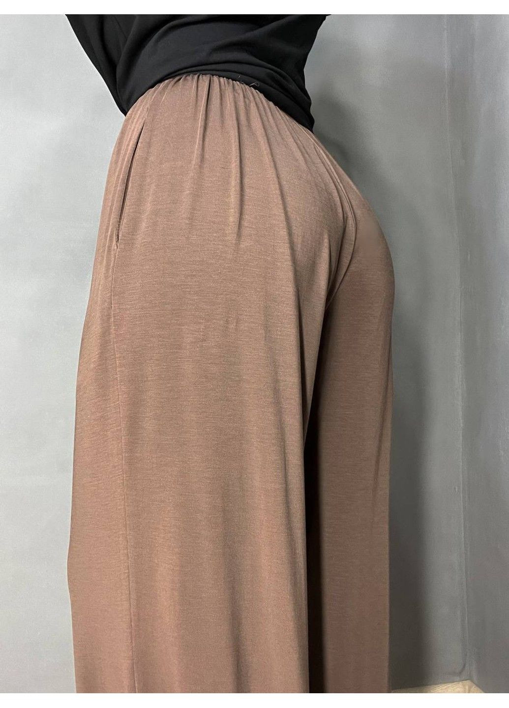 Брюки жіночі A-N 25060 палаццо на резинці з кишенями тонкий трикотаж вільний крій one size No Brand (317226794)