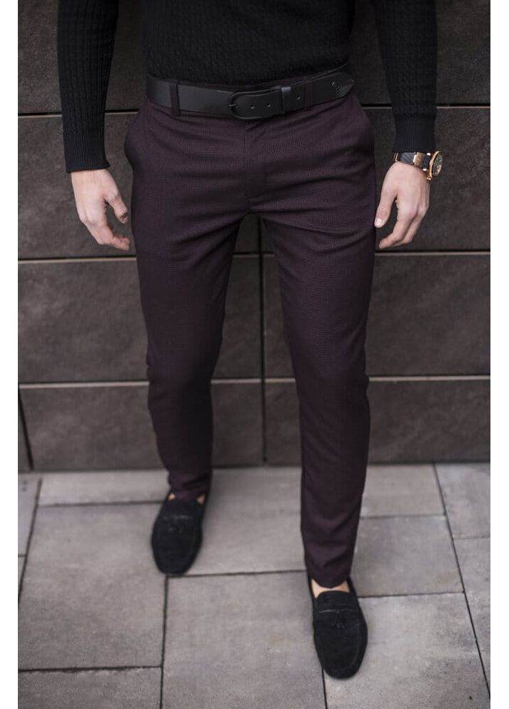 Бордовые демисезонные классические брюки Pobedov