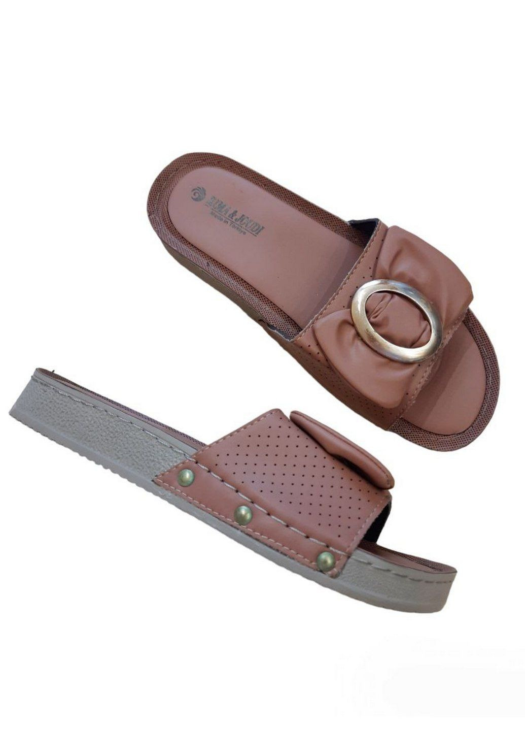 Коричневые шлепанцы No Brand