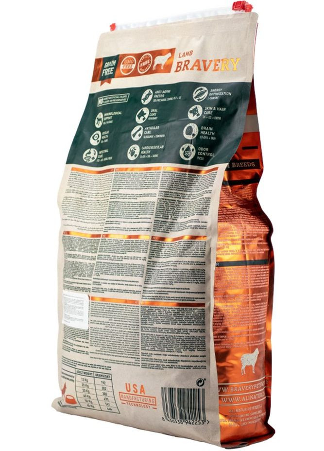 Сухой корм Lamb Large/Medium Adult для взрослых собак средних и крупных пород с ягненком 12 кг (8436538942246) Bravery (364786746)