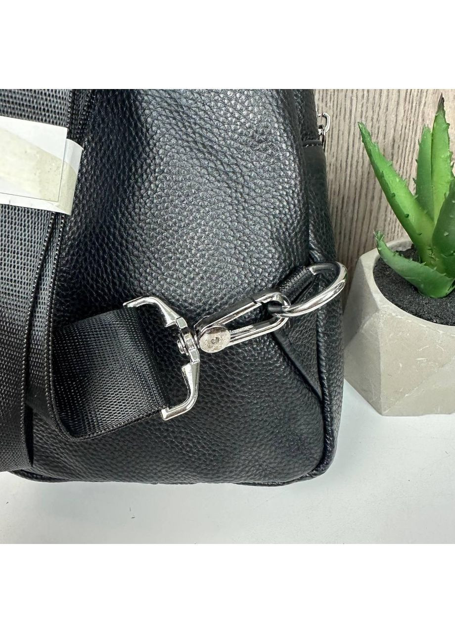 Мужская бананка из натуральной кожи черная стильная сумка для повседневного использования сумка-слинг ProDobro (363221124)