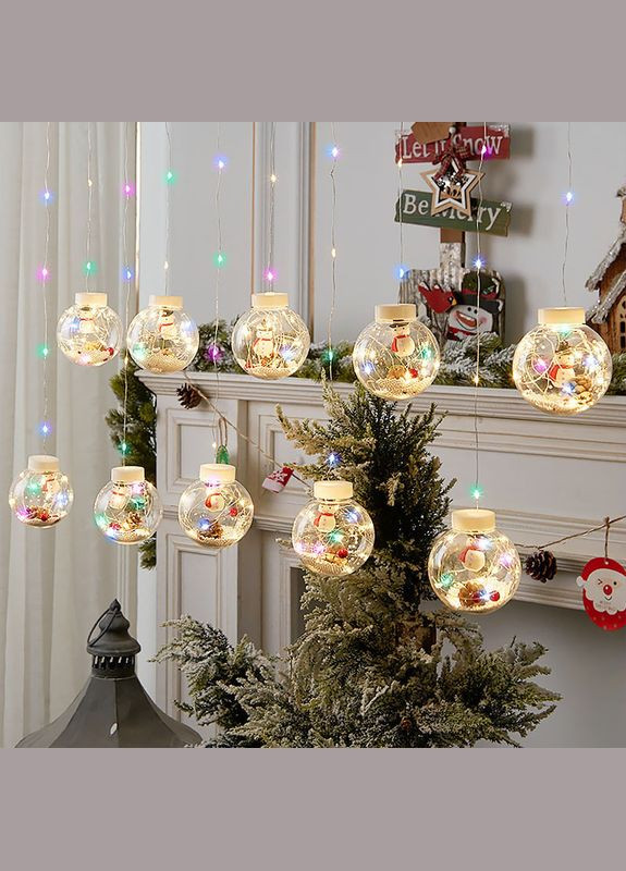 Світлодіодна гірлянда Y005 Snowman Кольорове світло 3.5 м святкова новорічна світні кульки 3 шт. Lesko (349731551)