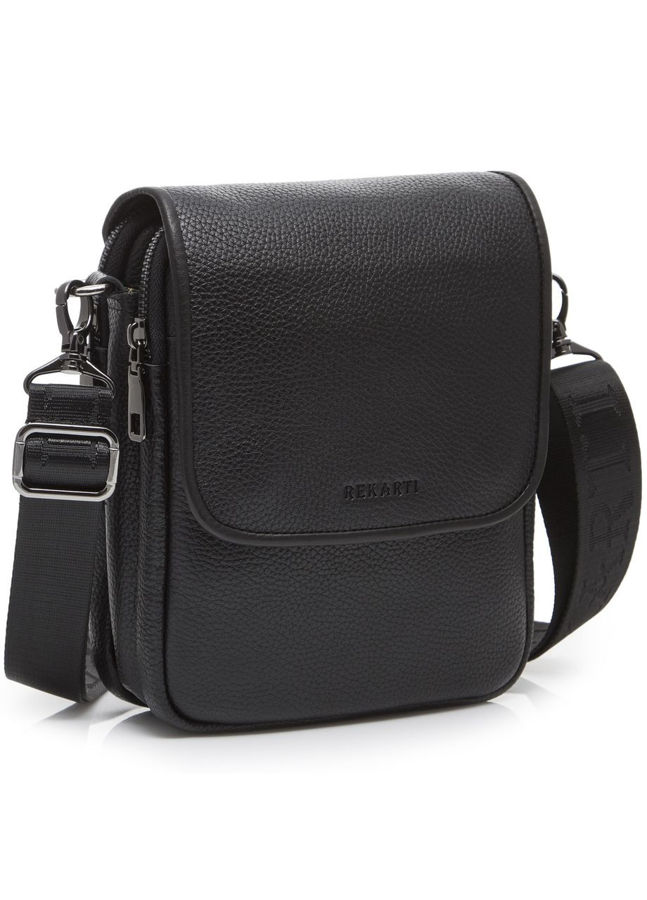 Шкіряна чоловіча сумка-месенджер через плече чорна TD-23433 Tiding Bag (341309415)