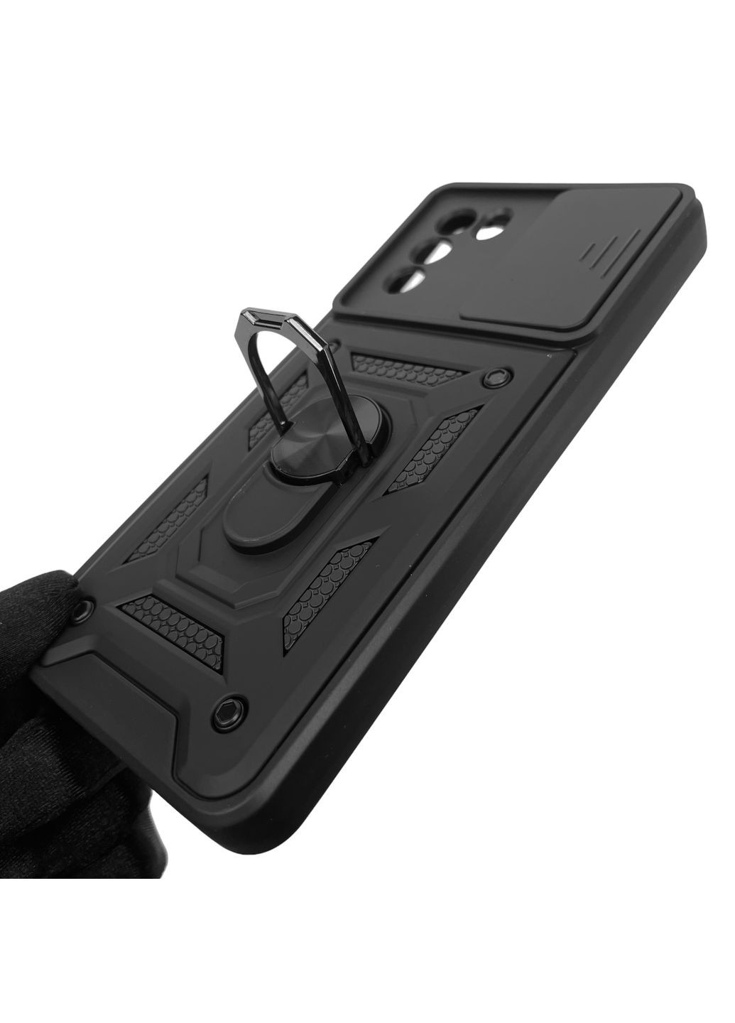 Чохол для Blade A72 броньований з кільцем зі шторкою на камеру на зте блейд а72 чорний rg1 ZTE (366233637)